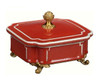 Luxe Life Glossy Red Finely Finished Porcelain and Gilt Bronze Ormolu - 7 Inch Square Covered Box