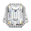 10223DG.4602216.71029270122064.6 - GuyDesign® 16 x 12 - Emerald Cut Benzgem, Swarovzki CZ Semi-Mount, 14 Karat White Gold, Halo Engagement Ring,