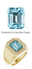 #835 18K Gold CanadaMark Conflict Free Diamonds 7.8 ct. Emerald-Cut Topaz Men's Custom Ring