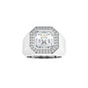 #10592 Heavy Platinum CanadaMark Conflict Free Diamonds 5 carat Asscher-Cut Diamond Men’s Halo Semi-Mount Ring