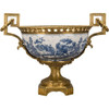 2022:10612 Blue and White Porcelain Ormolu 23 Inch Centerpiece Bowl