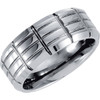 Tungsten Couture - Men's Wear Resistant 10 millimeter Custom Sized Ridged Fashion | Wedding Band - Polished Finish