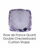 #10652 Rose de France Quartz - Double Checkerboard - Cushion Cut 14x14