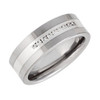 Tungsten Couture and 925 Sterling Silver Inlay - Men's Wear Resistant 8.3 millimeter Custom Sized Fashion | Wedding Band - 9 Bezel Set Diamonds - Polished Finish