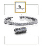 *4BK 8 inch Men's North Star Diamond Geometric Bracelet, Natural Precise Cut 29.25 Carat Square-Cut Diamonds, 950 Platinum, Each Diamond is 3/4 of a Carat.