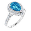 #2021: Lab-Grown Fancy Deep Blue Diamond Halo Ring, 2 Carat Pear Shape Solitaire #363511, 10790