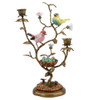 2022:10827 Flowers, Birds Porcelain and, Ormolu, Whimsical 15.5" Candelabra Candle Holder