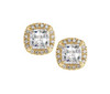 2 ctw Square Cut Diamond Halo 18K Y/G Earrings, #10850