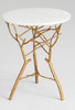 Hand Forged Iron and Marble - 23.25 Inch Accent | Side | End Table - Gold Leaf Finish