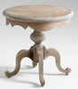 Scalloped Design - 25.5t x 26dia. Round End | Side | Lamp Table - Distressed Brown Finish