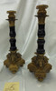 Lyvrich Handmade d'oro Ormolu Preeminent Porcelain - Tripod Candlestick Pair - Neo Classical Rams Head - Cobalt Blue - 15.75t X 6.5w X 5.75d