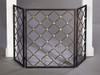 Hand Forged Iron, Cross Hatch Design, 52 Inch Three Panel Fireplace Screen, Bronze Finish