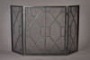 Hand Forged Iron, Geometric Design, 50 Inch, Three Panel Firescreen, Pewter Finish