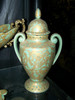 Celadon Green and Gold Arabesque - Luxury Handmade Reproduction Chinese Porcelain - 12 Inch Covered Jar - Style 707