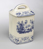 Blue and White Decorative Transferware Porcelain Cushion Shape Canister, 8t X 5w X 5d