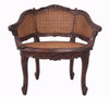 Custom Decorator - Hardwood Hand Carved Reproduction Boudoir | Accent 30 Inch Chair - Cane Back and Cane Seat