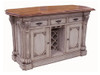 Custom Decorator - Hardwood Hand Carved - Classic 65 Inch Kitchen Island with Teak Serpentine Top