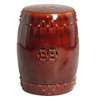 Finely Finished Ceramic Garden Stool, 18 Inch, Polished Brown Finish