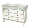 Silver Mirror with Baguette Mirror Trim - 29t X 38w X 16d Entry or Chest of Three Drawers - Contemporary Modern Style