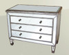Silver Mirror - 29t X 38w X 16d Bedside or Accent Chest of Drawers, Dresser - Contemporary Modern Style