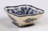 Blue and White Decorative Transferware Porcelain, Serpentine Square Bowl, 10.75w X 10.75d X 5t