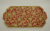 French Red and Gold Lotus Scroll, Luxury Handmade Reproduction Chinese Porcelain, 18L x 10w x 1t Display or Vanity Tray, Style 194