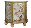 Luxe Life Hand Painted 34 Inch Serpentine Bedside or Entry Chest - Metallic Silver Nature Design