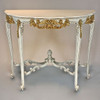 French Rococo Louis XV Style - 40 Inch Entry Console Reproduction Carved Hardwood Table - White with Gold Accent Luxurie Furniture Finish