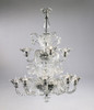 Daffodil Bella Pattern - Ice and Golden Teak Twelve Light Chandelier