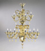 Transparent Golden Teak Glass Chandelier - Contemporary Style - Twelve Lights