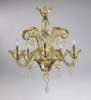 Transparent Golden Teak Glass Chandelier - Contemporary Style - Five Lights