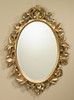 French Regence 41" Oval Bevel European Style - C Scroll, Leaves, and Blossoms Mirror - Gilt Finish, 5077