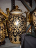 Ebony Black and Gold Lotus Scroll - Luxury Handmade Reproduction Chinese Porcelain - 18 Inch Tabletop Temple Jar - Style 24