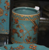 Teal Blue and Gold Pagoda, Luxury Handmade Reproduction Chinese Porcelain, 4 Inch Toothbrush Holder | Pen Cup, Style G722