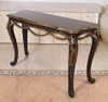 A Tresse' Le Ruban - 59 Inch Console Entry Table - Warm Wood Tone and Gold Finish