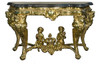 Lost Wax Cast Bronze and Marble - 57 Inch Entry Console Table - Golden Patina