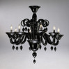 Ebony Black Finely Finished Glass 29 Inch Chandelier - Contemporary Style - Eight Lights