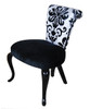 Black & White Damask Print - Hardwood 33 Inch Accent Side Chair - Ebony Finish