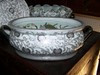 Style 591 - White and Sterling Silver Lotus Scroll - Luxury Handmade Reproduction Chinese Porcelain - 16 Inch Foot Bath | Planter | Centerpiece Style 591