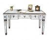 Reverse Hand Painted Silver Mirror - 48 Inch Bureau Plat Writing Desk, Sofa Table - Louis XVI Neo Classical Style