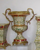 Chinese Red and Fern Green - Luxury Handmade Reproduction Chinese Porcelain and Gilt Brass Ormolu - 14 Inch Trophy Cup Mantel Vase - Style A857