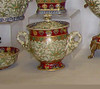Chinese Red and Fern Green - Luxury Handmade Reproduction Chinese Porcelain - 10 Inch Decorative Covered Pot Style 166