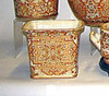 Burgundy Medallion and Gold - Luxury Handmade Reproduction Chinese Porcelain - 10 Inch Rectangular Planter - Style 647