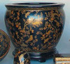 Ebony Black and Gold Pagoda - Luxury Handmade Reproduction Chinese Porcelain - 20 Inch Fish Bowl | Fishbowl | Planter | Lamp Table Base Style 35