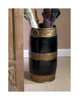 Horizontal Stripe, Indian Brass Umbrella Storage Vase, 18 Inch Stand, Ebony Black & Antique Brass Finish