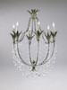 Feuille de Laurier - Rose Six Light Wrought Iron - 39.5 Inch Chandelier - Bronze Finish - Draped with Crystal