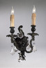 18th Century Two Light Solid Brass and Lead Crystal - 12 Inch Wall Bracket Sconce - Aged Bronze Finish