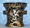 Ebony Black and Gold Lotus Scroll - Luxury Handmade Reproduction Chinese Porcelain - 7.5 Inch Decorative Container | Planter Style 67