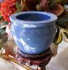 Medium Blue Decorator Crackle - Luxury Handmade Chinese Porcelain - 12 Inch Fish Bowl | Fishbowl | Planter - Style 35