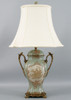 Celadon Serenity Pattern - Luxury Hand Painted Porcelain and Gilt Bronze Ormolu - 33 Inch Tabletop Lamp